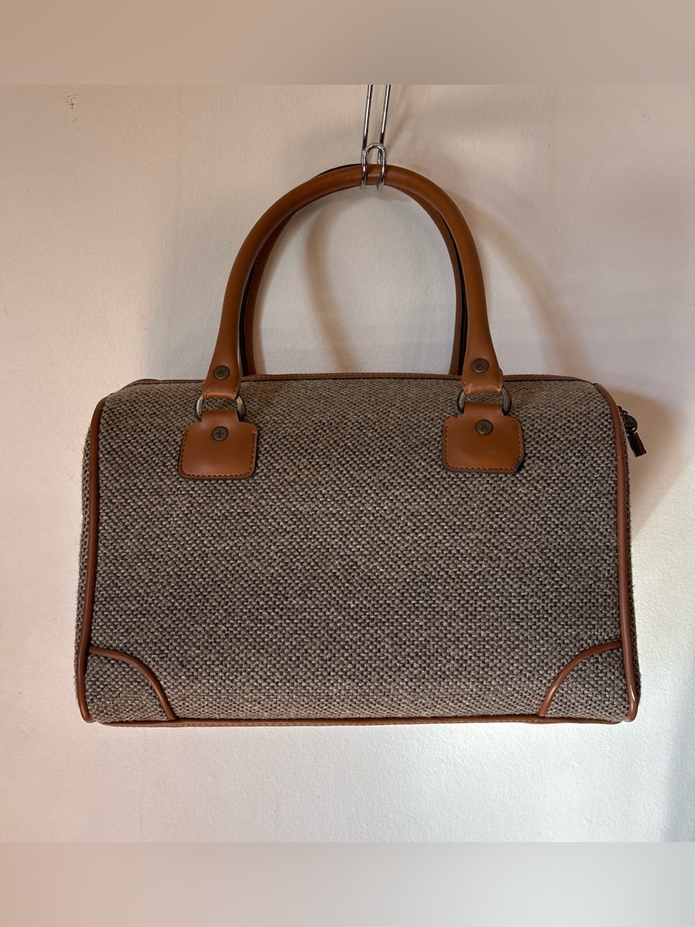 Vintage Ricardo Beverly Hills Tweed & Leather Weekender bag quiet luxury - Picture 3 of 9